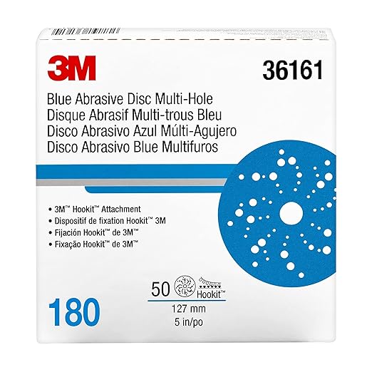 3M Hookit Blue Abrasive Disc 321U Multi-hole, 36161 5 in 180 50 discs per carton