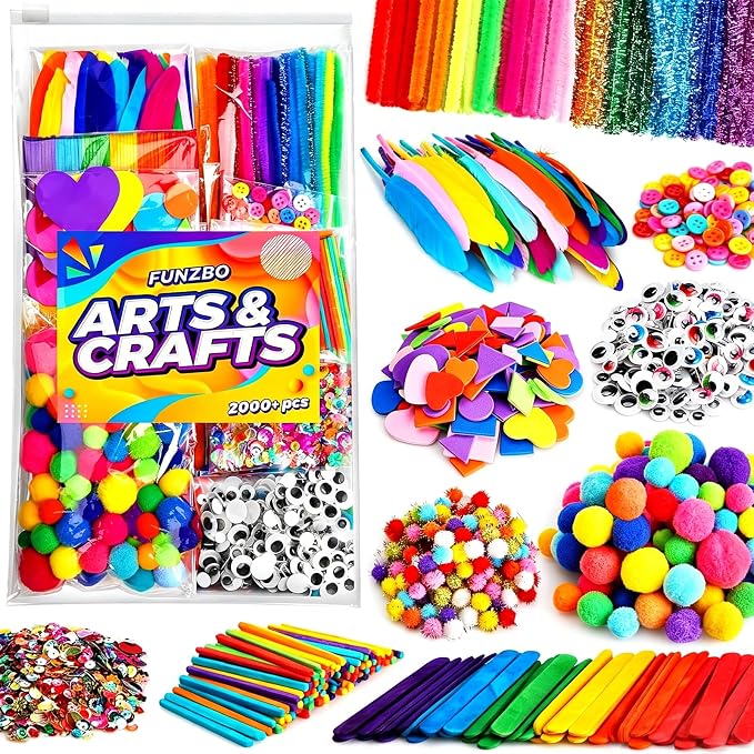 FUNZBO 2000Pcs+ Arts & Crafts Supplies Kits by FunzBo