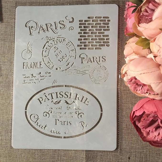 TIAMECH A4 Reusable Vintage Stamp Stencil - Image 6