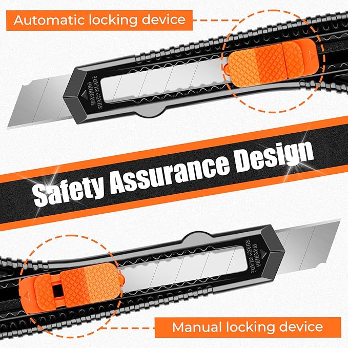 DIYSELF 24 Pack Utility Knife, Box Cutters, 18mm Utility Knives for School, Warehouse, Office, Box Cutter Retractable for Packages, Paper, Leather, Foam, Durable Razor Knife, Box Opener, Paper Knife
