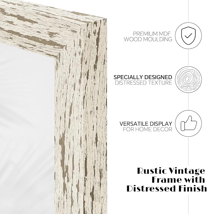 puthiac 5x7 Rustic Farmhouse Picture Frame, Distressed White, 1 Pack | - Image 2