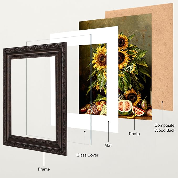 eletecpro 5x7 Vintage Picture Frame, Glass Cover, Horizontal or Vertical - Image 2