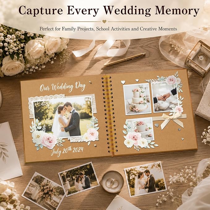 DIY Scrapbook Album 10x10 Inch 100 Pages, Hardcover Kraft Paper | Photo Book - Image 6