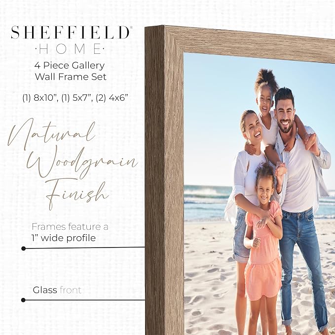Sheffield Home 4 Piece Gallery Wall Frame Set, 8x10 Inch, 5x7 Inch, and 4x6 Inch - Image 2