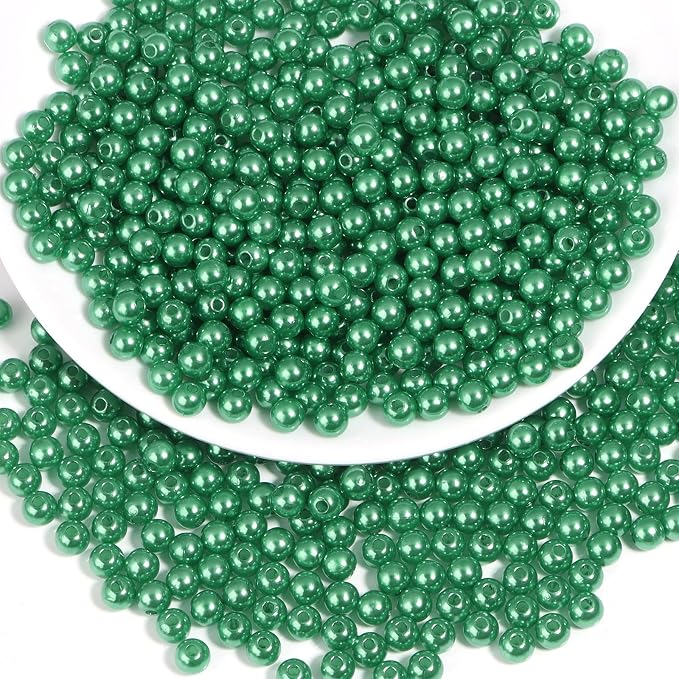 1000pcs Christmas Green 6mm Pearl Beads by chuyau