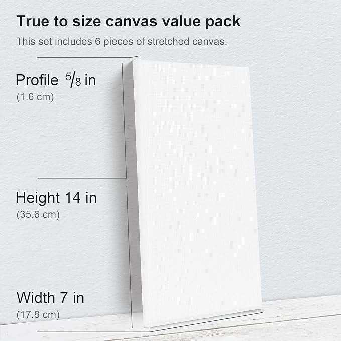 PHOENIX Long Stretched Canvas for Painting 7x14 Inch/6 Value Pack, 8 Oz Triple - Image 3
