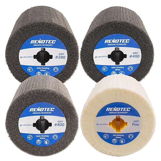 4" Polishing Wheel Pro Pack, 100x100mm, Aluminum Oxide, Premium Wool, Grit 280/400/800/1000, from Finishing to Mirror Polishing,