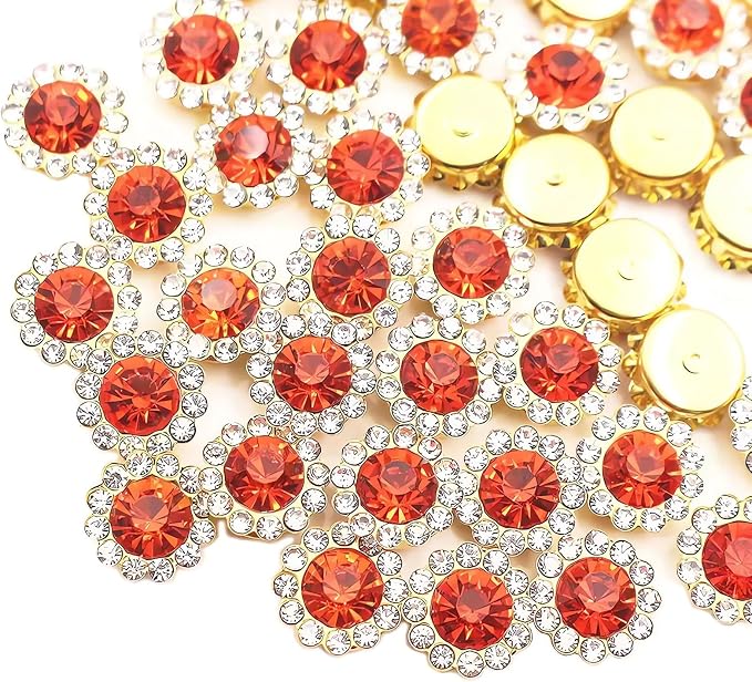 12mm 150pcs Orange Red Sew on Rhinestones, Crystals Glass Gems by Unknown