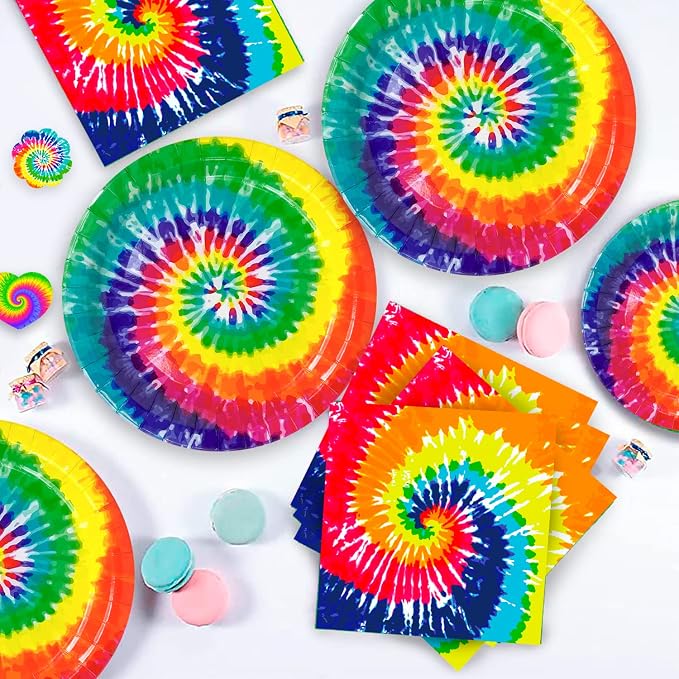 Tie Dye Birthday Party Supplies, 16 Guests Tie Dye Party Tableware Decorations - Image 3