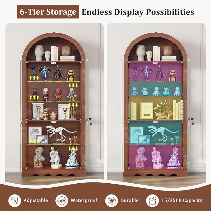 6-Tier Arched Glass Display Cabinet - Image 5