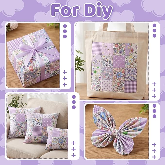 168 Pcs Purple Charm Packs for Quiltings, Cotton Quilting Fabric Bundles - Image 4