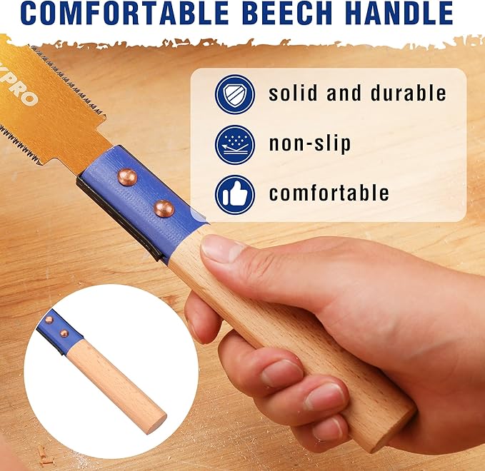 WORKPRO 6 Inch Japanese Pull Saw, Double-Edged Hand Saw for Wood Cutting with 14&17 TPI, SK5 Flexible Blade, Non-Slip Beech Handle for Woodworking