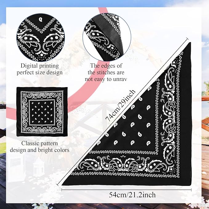 100 Pack Bandanas Unisex Paisley Bandanas Bulk Multi Purpose Cowboy Head Wrap - Image 5