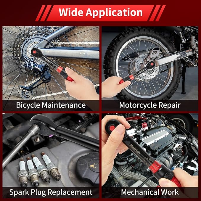 1/4-Inch Drive Click Torque Wrench, Dual-direction Adjustable Torque Wrench 10-50in.lb/1.1-5.7Nm, 72 tooth High Precision Small Torque Wrench with Dual Range Scales for bike, motorcycle
