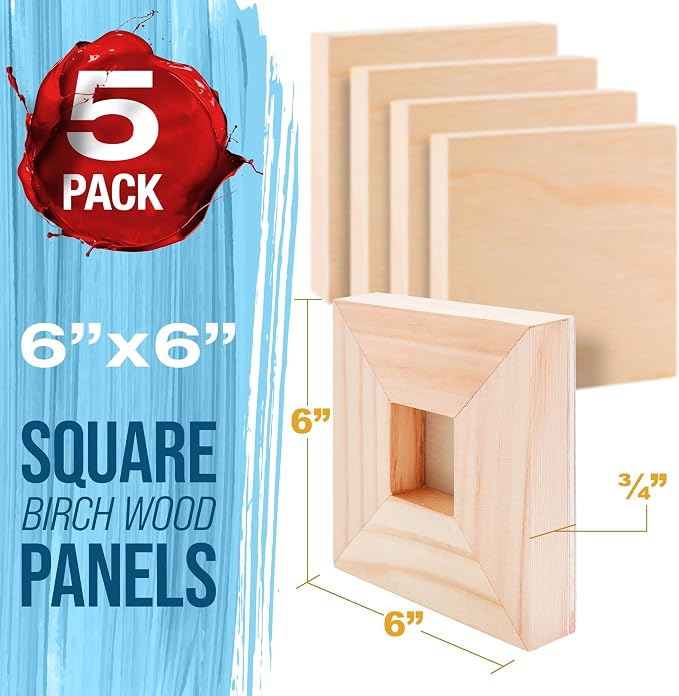 U.S. Art Supply 06" x 06" Unfinished Cradled Wood Panels - Image 2