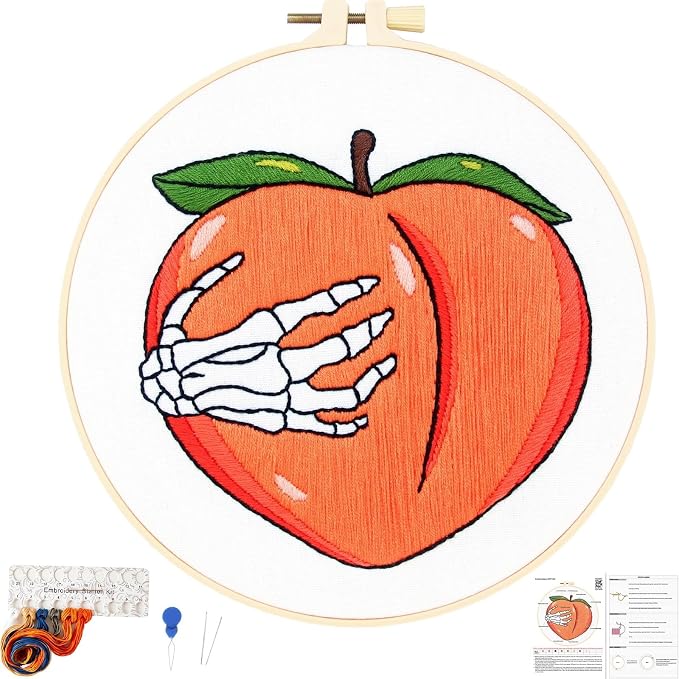 Hand Bone Embroidery Kits for Beginners Adults, Peach Embroidery Starters Kits by Unknown