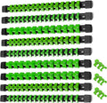 ALOANES 9 PC ABS Socket Organizer, 1/2 inch, 3/8 inch and 1/4 inch Drive Socket Rail Holders, Heavy Duty Socket Racks, Black Rails with Green Clips