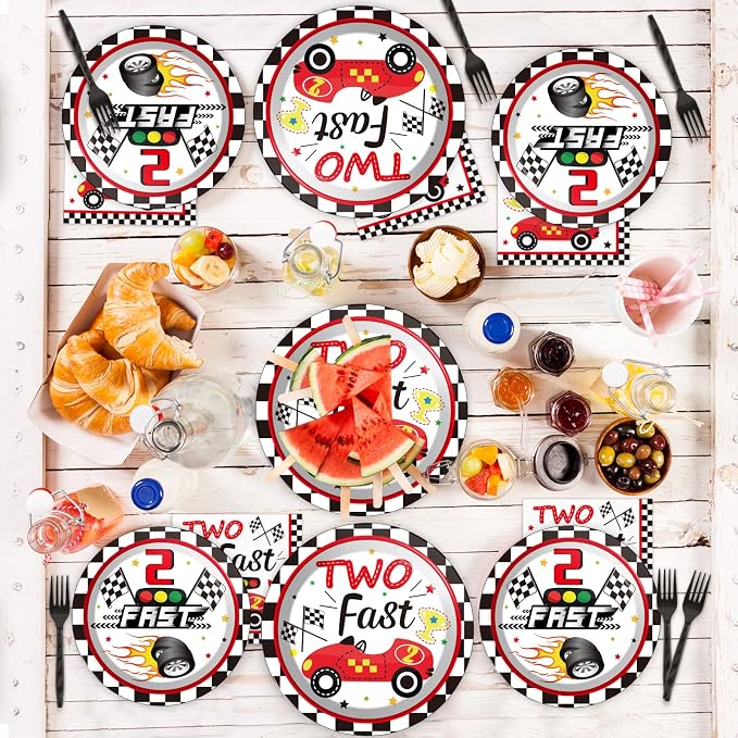96pcs Two Fast Plates and Napkins Race Car Party Decorations Racing 2 fast - Image 7