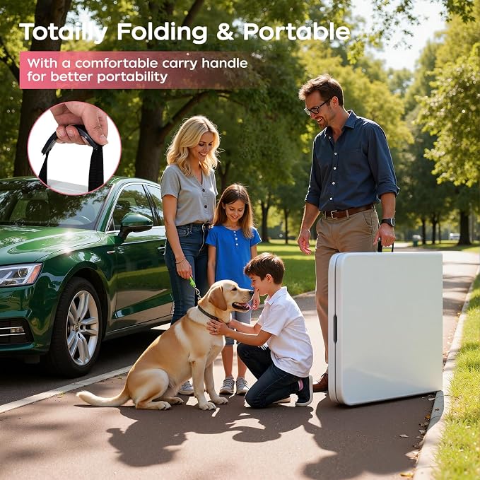 FDW 8FT Folding Table, Portable Fold-in-Half Plastic Picnic Party Table - Image 7