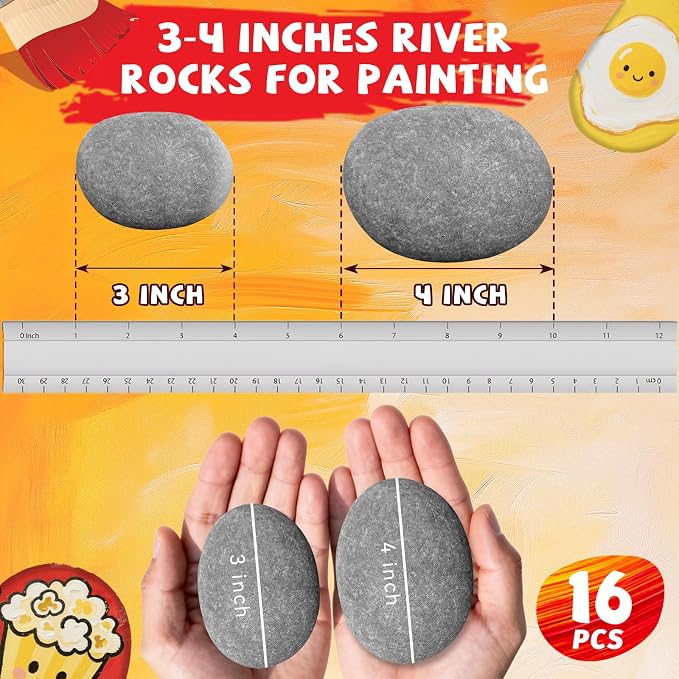 16PCS Rocks for Painting, 3-4 Inches Natural Smooth River Rocks for Painting - Image 2