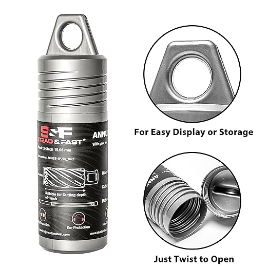 S&F STEAD & FAST Annular Cutter, 13/16" Cutting Diameter x 1" Depth of Cut for Magnetic Drill Press, Mag Drill Bits with Pilot Pin