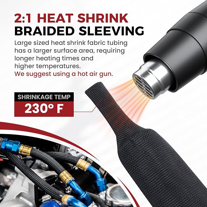 Heat Shrink Wire Loom 2:1 Shrinkable Braided Cable Sleeve 3/4 Inch ID-220ft - Image 5