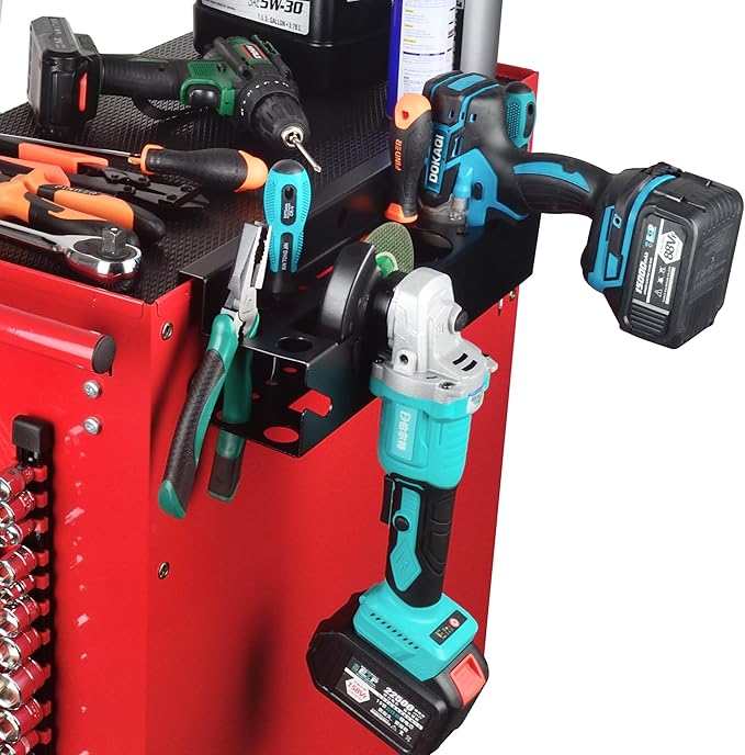 ULIBERMAGNET Magnetic Tools Rack, Solid Metal Power Tool Organizer Holder,Heavy Duty Storage Metal Cup Holder for Angle Grinder, Cordless Drill, Spray,Removable Tool Rack Suitable for Garage, Workshop
