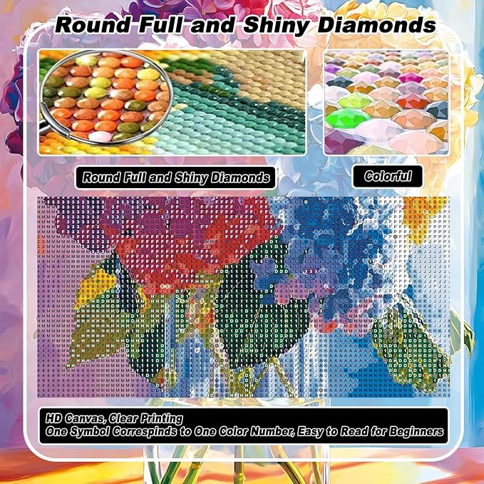 VeGuude Diamond Art Kits for Adults, Full Drill Hydrangea Flowers Diamond - Image 8