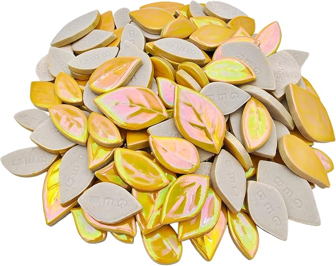 500g/1.1lb Leaf-Shaped Ceramic Mosaic Tiles, Ceramic Mosaic Pieces - Image 8