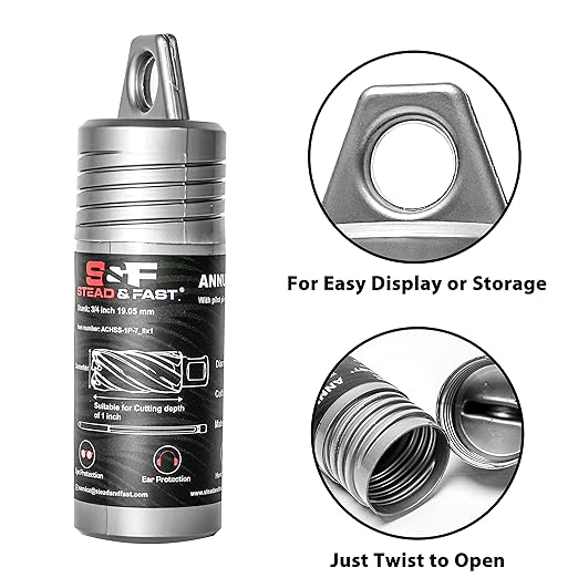 S&F STEAD & FAST Annular Cutter, 7/8" Cutting Diameter x 1" Depth of Cut for Magnetic Drill Press, Mag Drill Bit with Pilot Pin