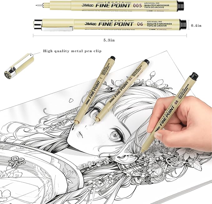 Qionew Precision Black Micro-Pen Fineliner Ink Pens, 12 Pack Waterproof - Image 3