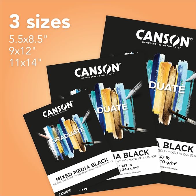 Canson Graduate Black Mixed Media Pad, 9x12 inches, 12 Sheets - Image 4