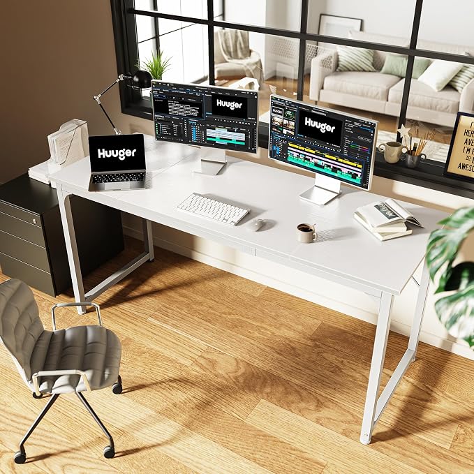 Huuger Computer Desk, 63 Inch Office Desk, Gaming Desk - Image 6