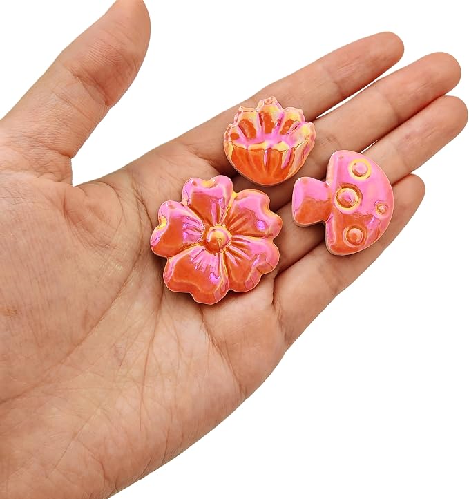 500g/1.1lb Ceramic Mosaic Tiles Mixed Shapes of Flowers, Mushrooms - Image 5
