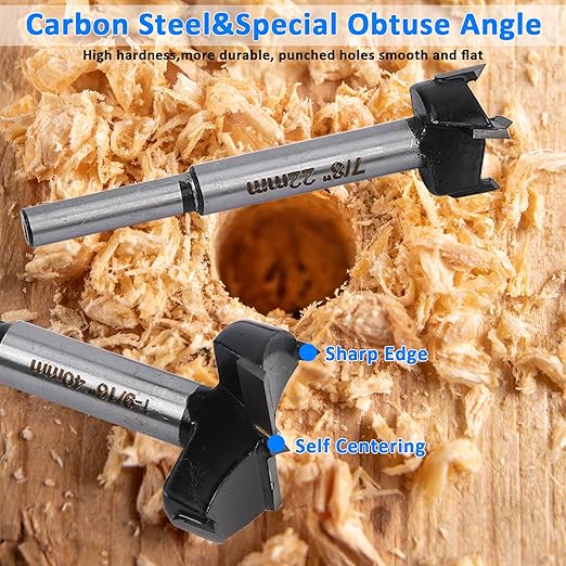 Forstner Bit Set for Woodworking 5PCS Wood Drill Bit Set Hole Saw Woodworking Tools Carbide Tipped Forstner Bits for Hard Wood Plastic Plywood MDF