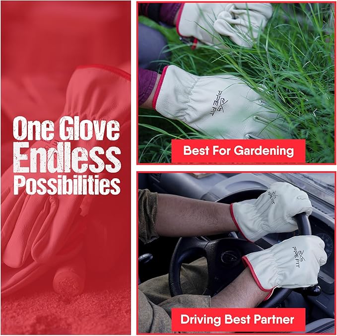 12 Pairs Leather Work Gloves, Durable Hand Protection for All Environments, Perfect for Industrial & Residential Use