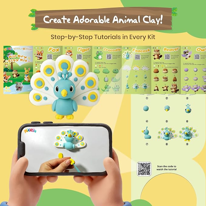 Nicella Air Dry Clay Kit, 12 Animals Modeling Clay - Image 3
