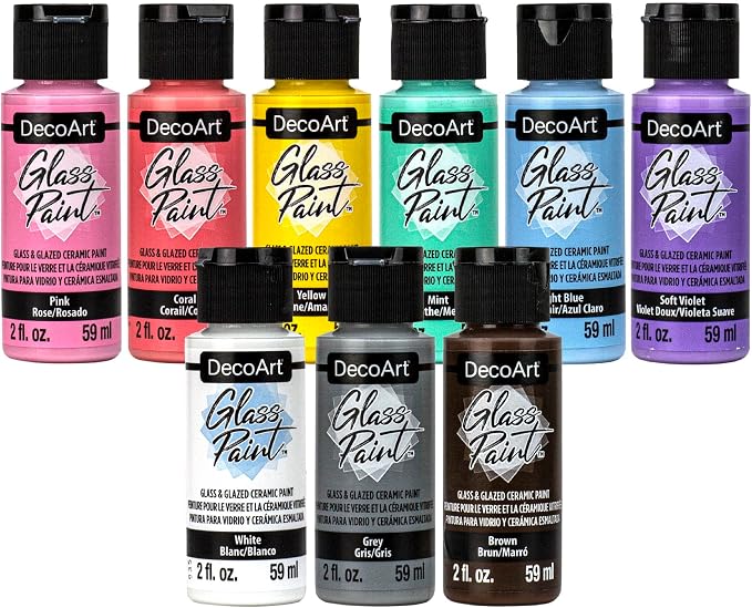 DecoArt Acrylic Glass Paint Set – Pastel Colors, 9 Bottles – Opaque Art and by DecoArtAcrylicPaintCraftSupplies