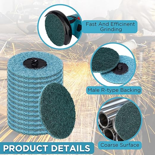 50 Pcs 3 Inch Sanding Discs Quick Change Sanding Discs Nylon Surface Conditioning Grinder Wheels for Angle Grinder, Stock and Rust Removal, Grinding, Deburring (Blue)