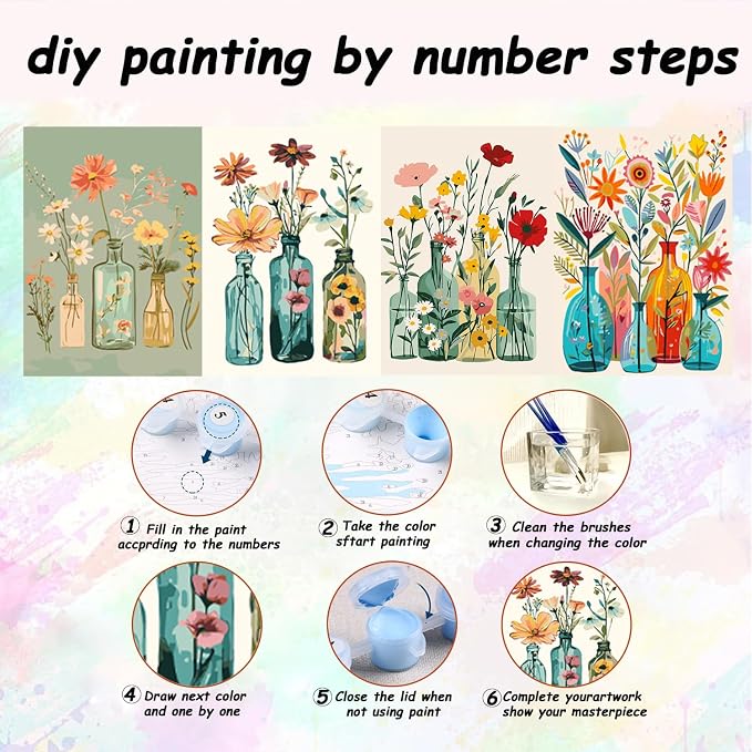 AREOPNMG 4 Pack Paint by Numbers Kit - Image 7