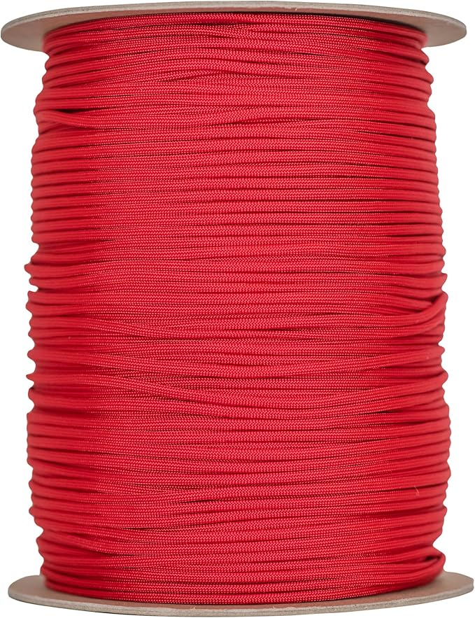 The Paracord Store | Type III 550 Paracord - 250 FT Spool, Imperial Red | Heavy Duty 7 Strand Tactical Paracord - USA Made Nylon Outdoor Parachute Cord for Camping, Fishing & More - Survival Cord