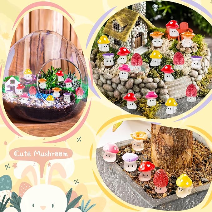 48 Pcs Mini Cute Resin Mushroom Statue Fake Miniature Mushroom Figurines - Image 6