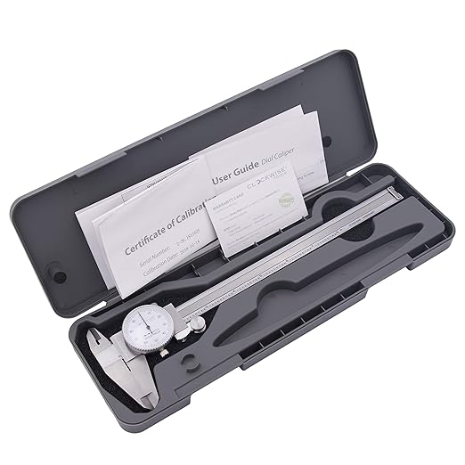 Clockwise Tools DDLR-0805 Pro Dial Caliper 0-8 Inch Double Shock Proof Stainless Steel Body SAE Measuring Tool