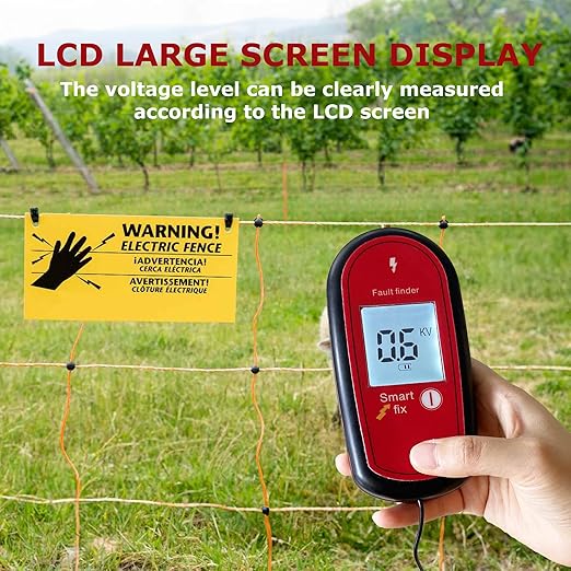 Electric Fence Voltage Tester, Handheld Fence Fault Finder Fence Tester for Farms, Digital Display High Voltage 200-15000V Gardening Tools