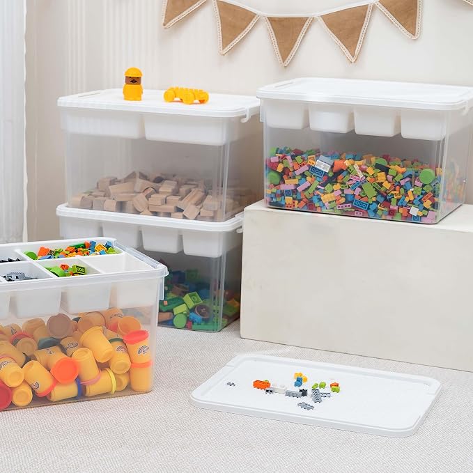 Citylife 32QT 4-Pack Clear Craft Storage Box Buildable Lid Removable Tray | - Image 6