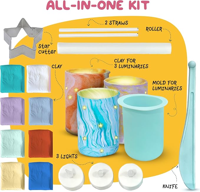 JOiFULi DIY Clay Luminaries Clay Craft Kit Gifts - Image 2