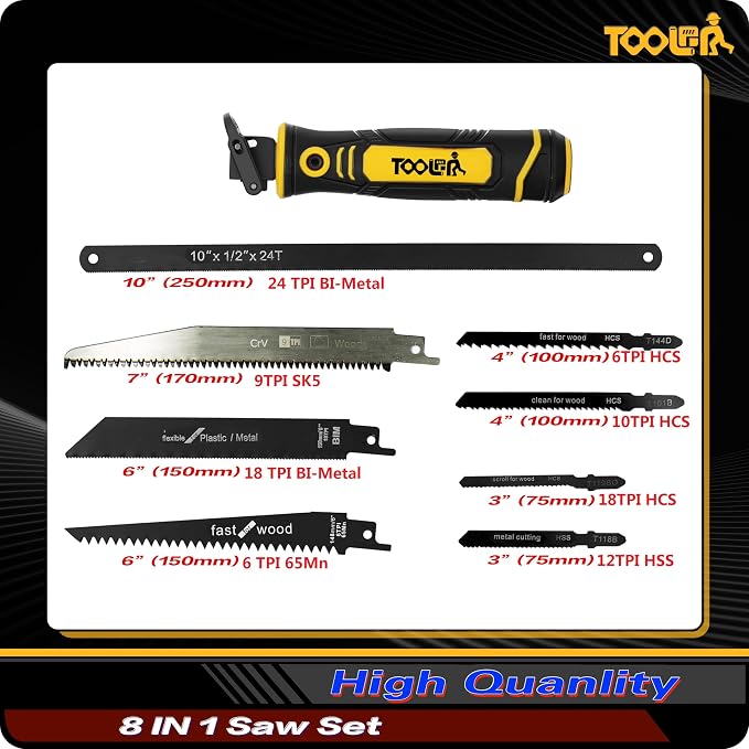 8-In-1 Multi Blades Hand Saw, Drywall Cutter. Hacksaw. Long Blade Hand Saw - Image 4