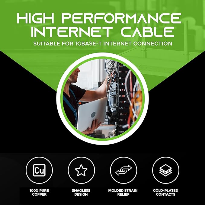 GearIT 100-Pack, Cat5e Ethernet Patch Cable 3 Feet - Snagless RJ45 Computer LAN Network Cord, Black - Compatible with 48 Port Switch POE Rackmount 48port Gigabit