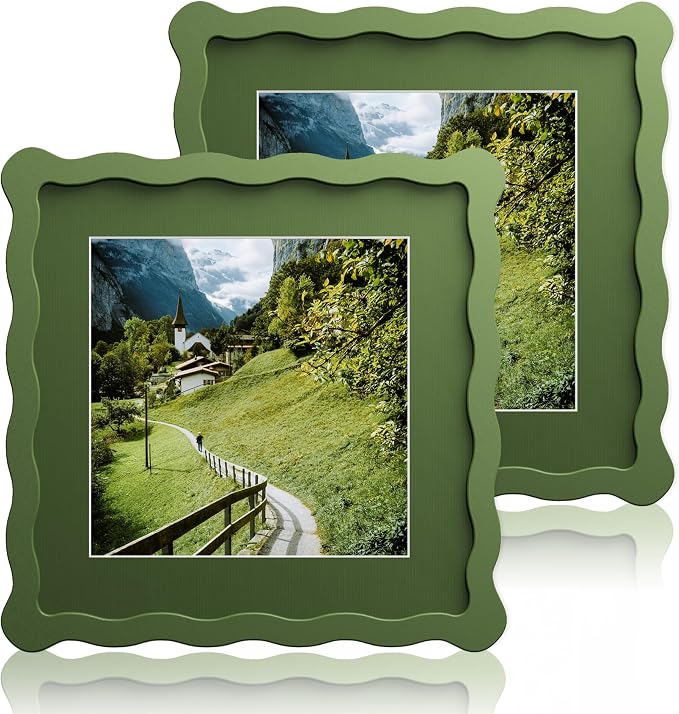 8X8 Wavy Picture Frame With Mat by Unknown