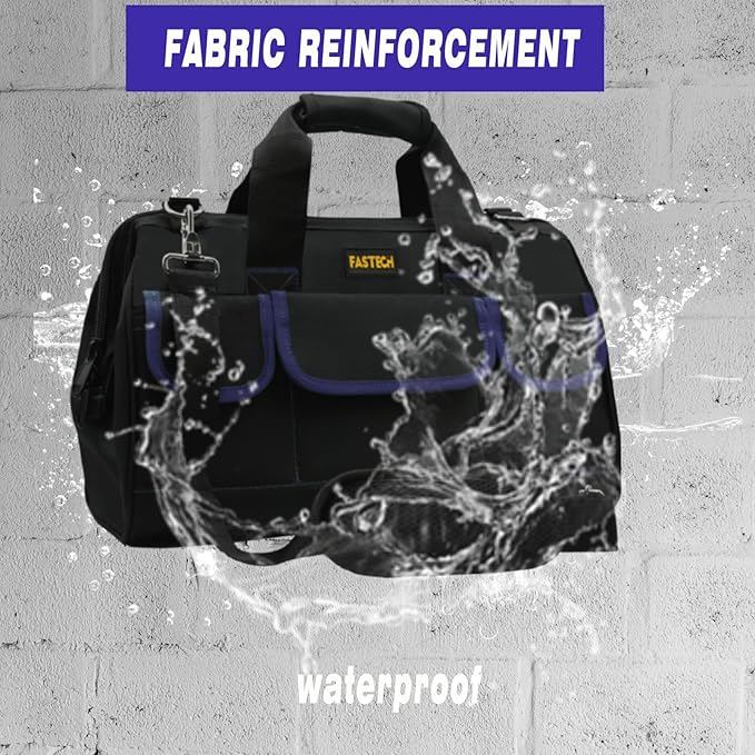 20 Inch Tool Bag, Waterproof Wide Mouth Tool Kit, Heavy Duty Tool Bag Organizer With Shoulder Straps, Tool Storage Package For Men/Women (20IN DarkBlue)